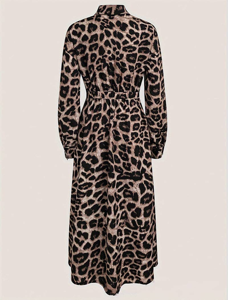 Leopard Print Maxi Dress with Belt for wholesale on Faire0
