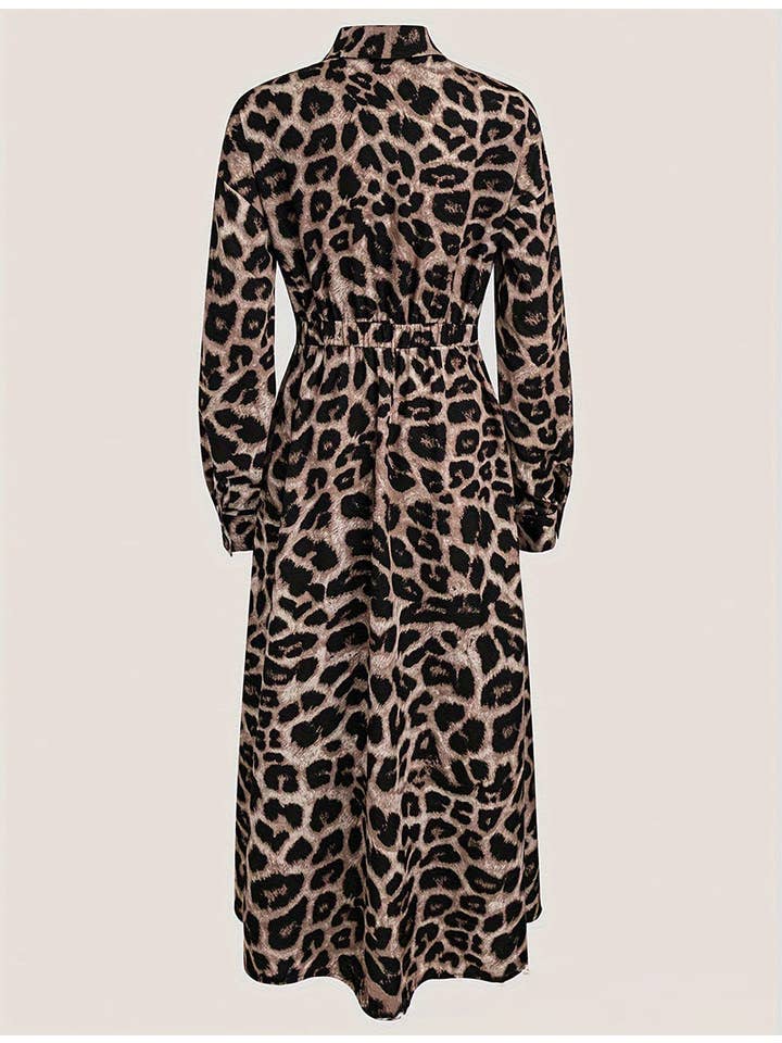 Leopard Print Maxi Dress with Belt for wholesale on Faire