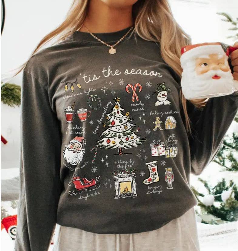 Glaime – Großhandel T-Shirt (Grafikdruck) – Damen – Comfort Colors Weihnachtszeit Langarmshirt