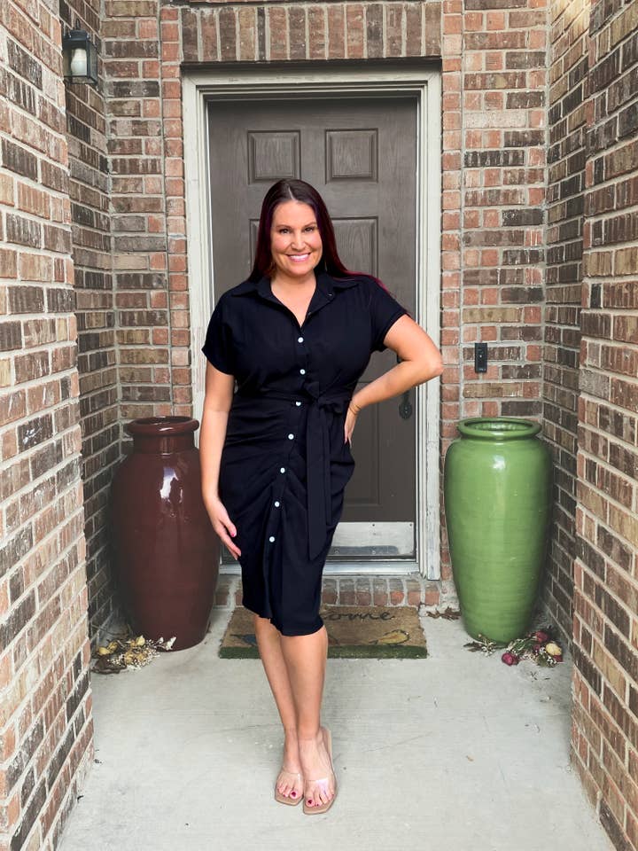 Misty BD - Wholesale Jurk - Dames - Jurk met knoopsluiting aan de voorkant in zwart - S-XL Pack2