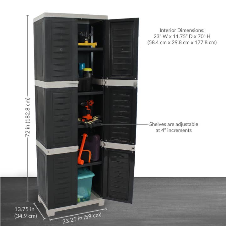 Sunnydaze Decor - Vente Armoire - Armoire de rangement verrouillable avec 4 étagères - Charbon - 72"3