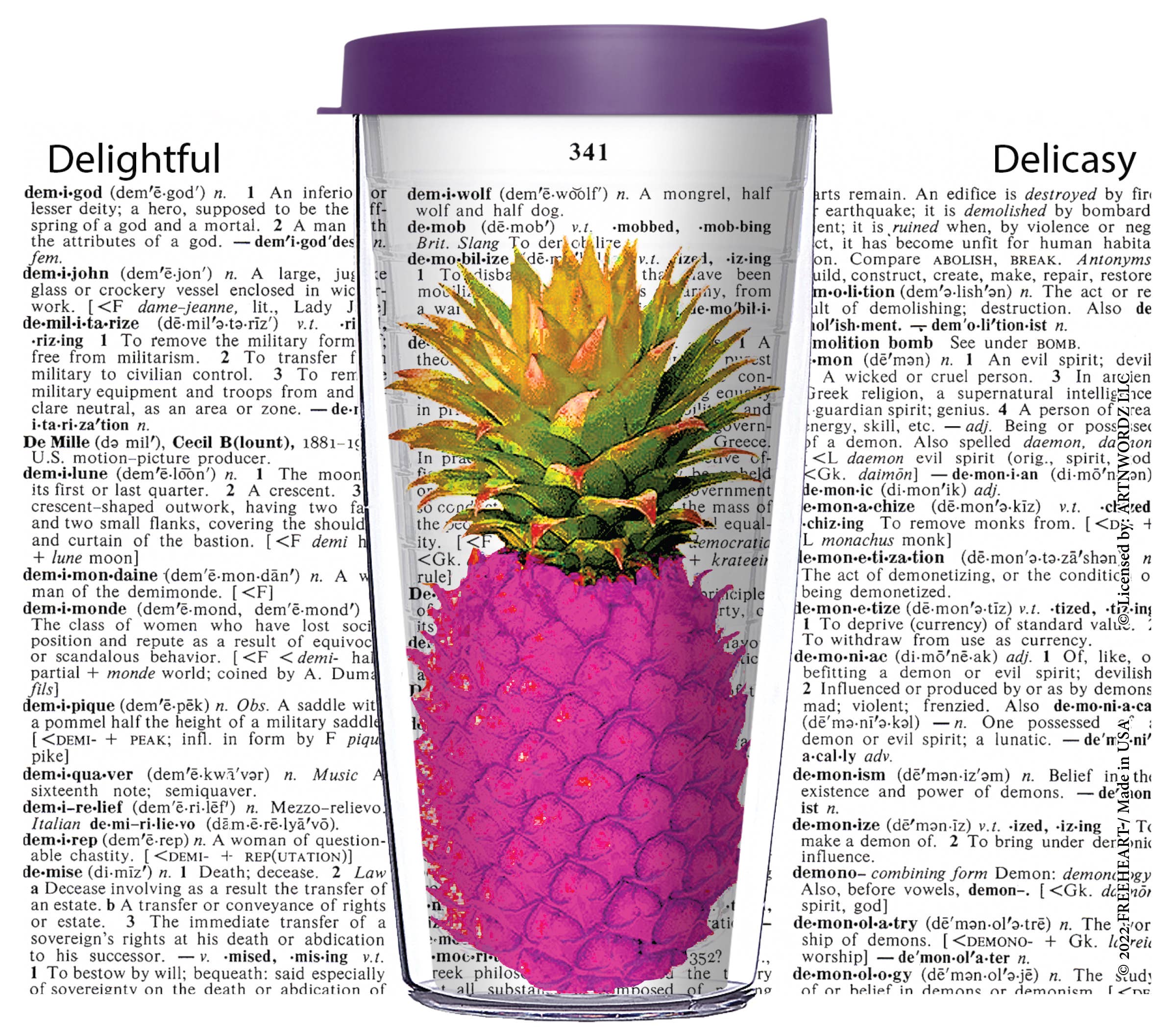 FREEHEART - Vente Gourde/bouteille isotherme - AW00127 — ARTNWORDZ Ananas violet0