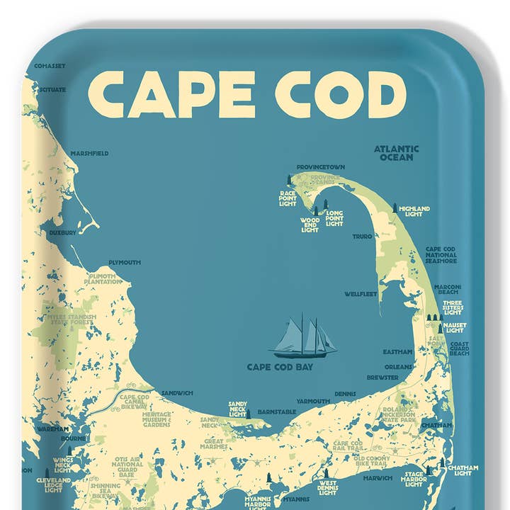 Cape Cod Massachusetts Map | Wooden Serving Tray for wholesale by Trays4Us