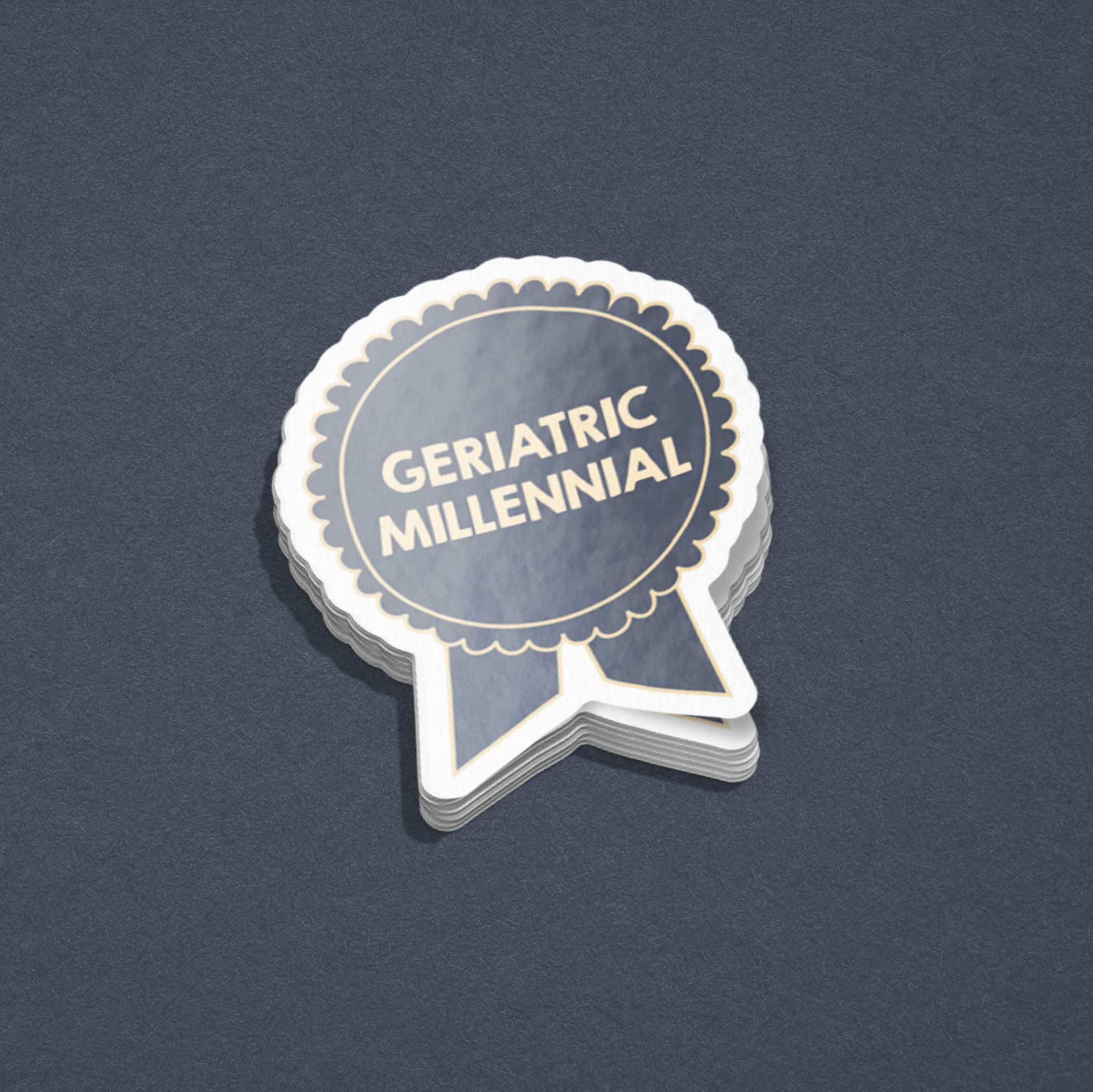 SHEWOLF Designs - Wholesale Sticker - Sticker: Geriatric Millennial Ribbon Award Nostalgic 90s1