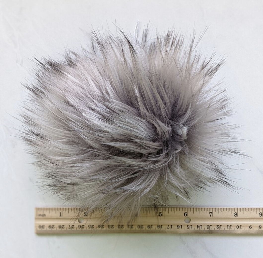 CountryStixCo - Wholesale Pom Poms - 7" Detachable  Faux Fur Pom Pom -  Silver Grey2