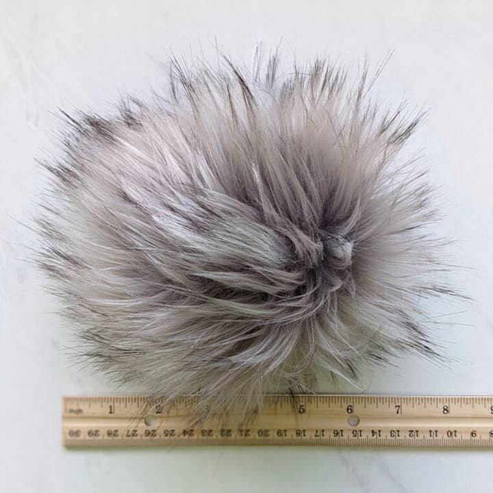 CountryStixCo - Wholesale Pom Poms - 7" Detachable Faux Fur Pom Pom - Silver Grey2