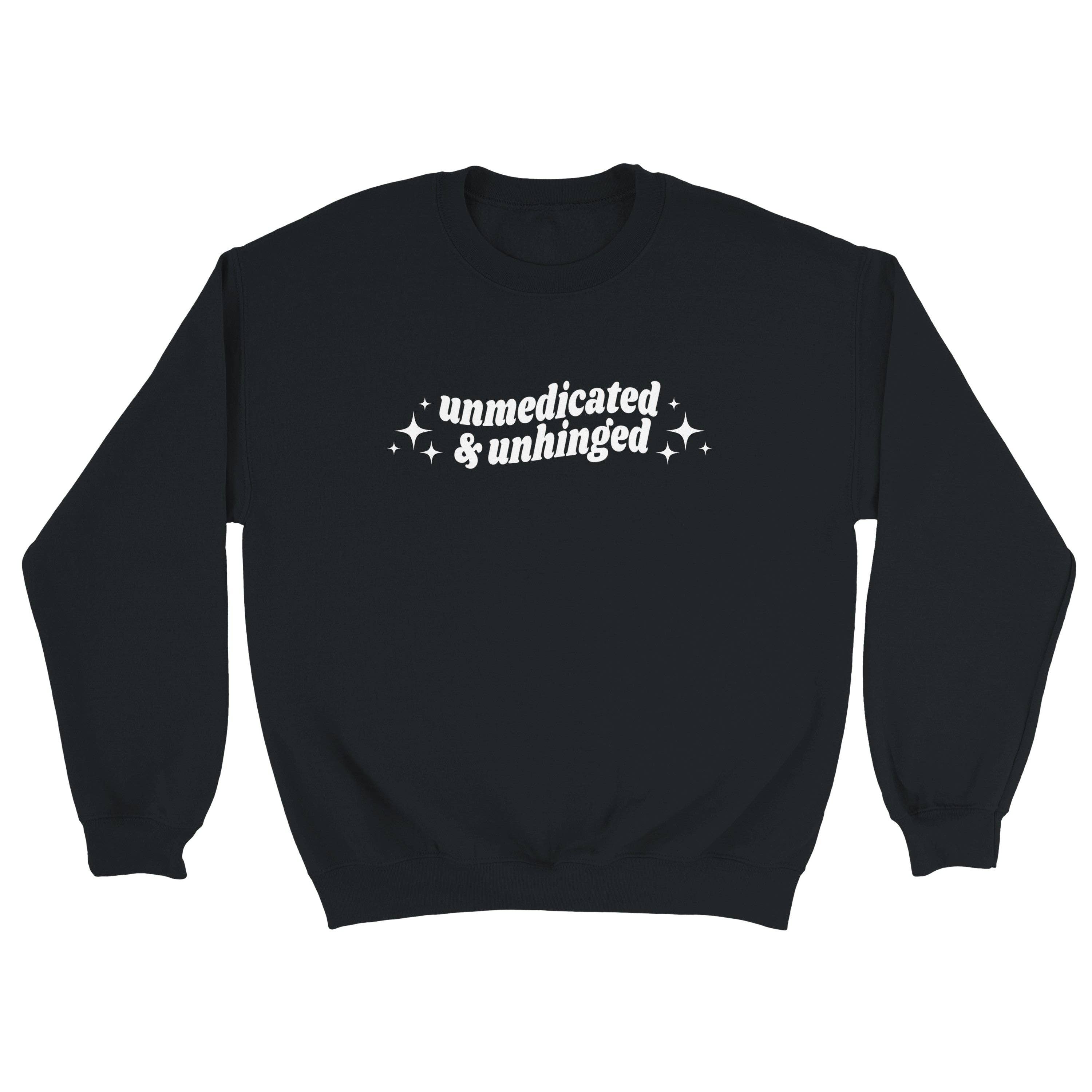 Tired Girl Apparel – wholesale Sweatshirt – Women's – Unmedicated & Unhinged embroidered crewneck sweatshirt2