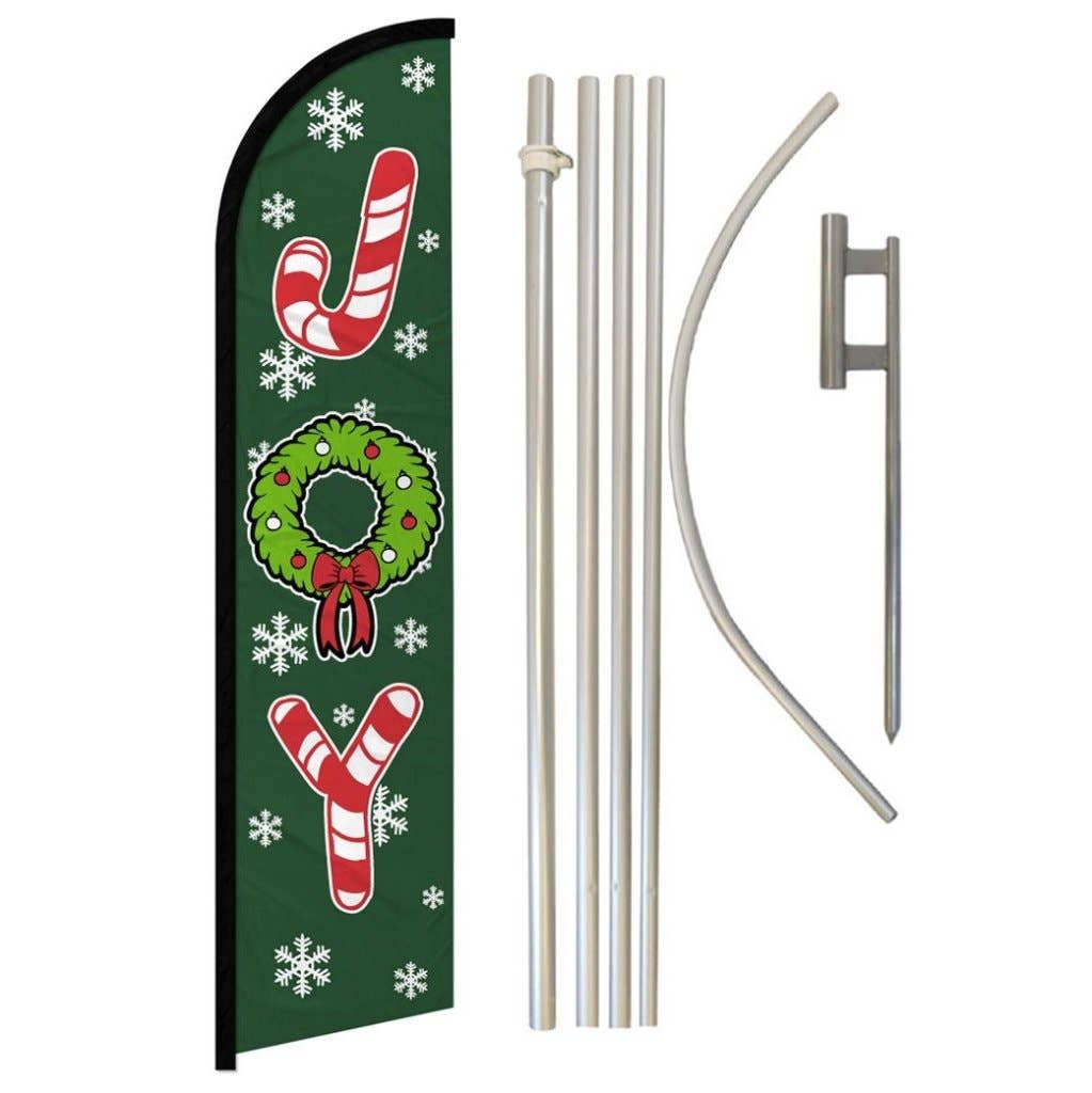 Flags Importer - Wholesale Flag - Joy (Candy Cane) Windless Banner Flag & Pole Kit0