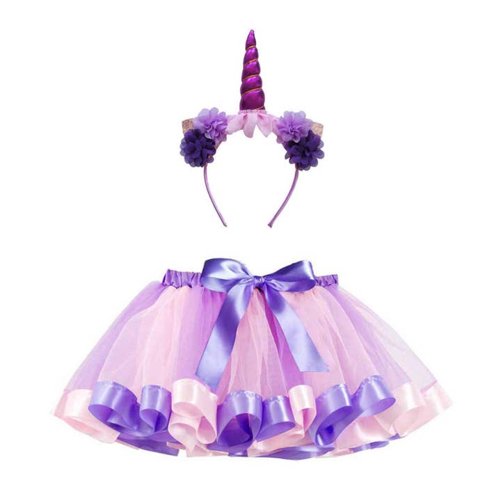 Conjunto de Tutú Mágico de Tul en Capas y Diadema de Unicornio - Paleta de Princesa para venta al por mayor de YOUnicorn Kidz