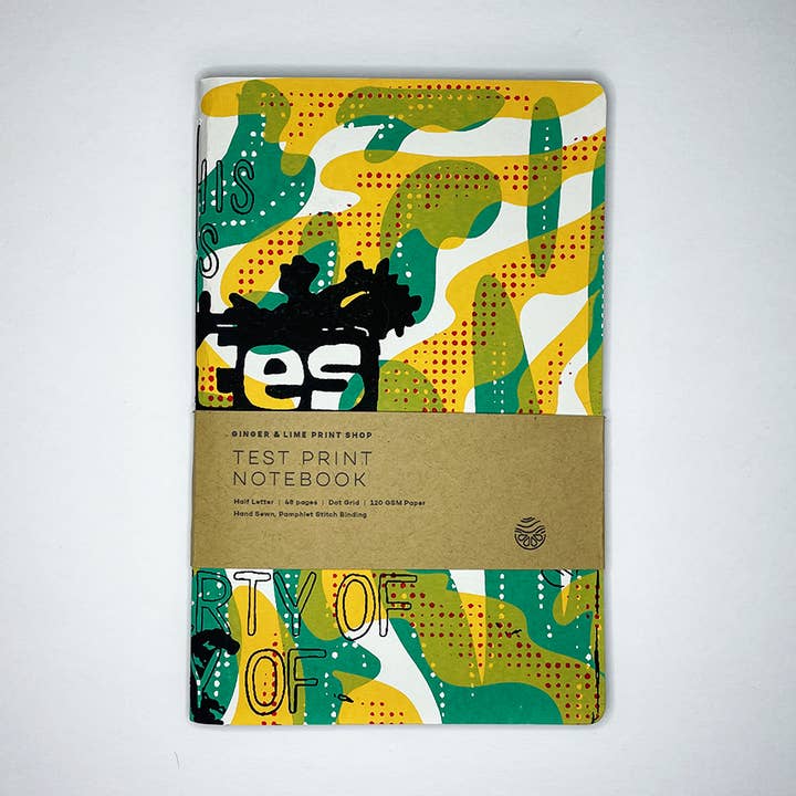 Half Letter Test Print Notebook - Totes for wholesale by Ginger & Lime Print Shop
