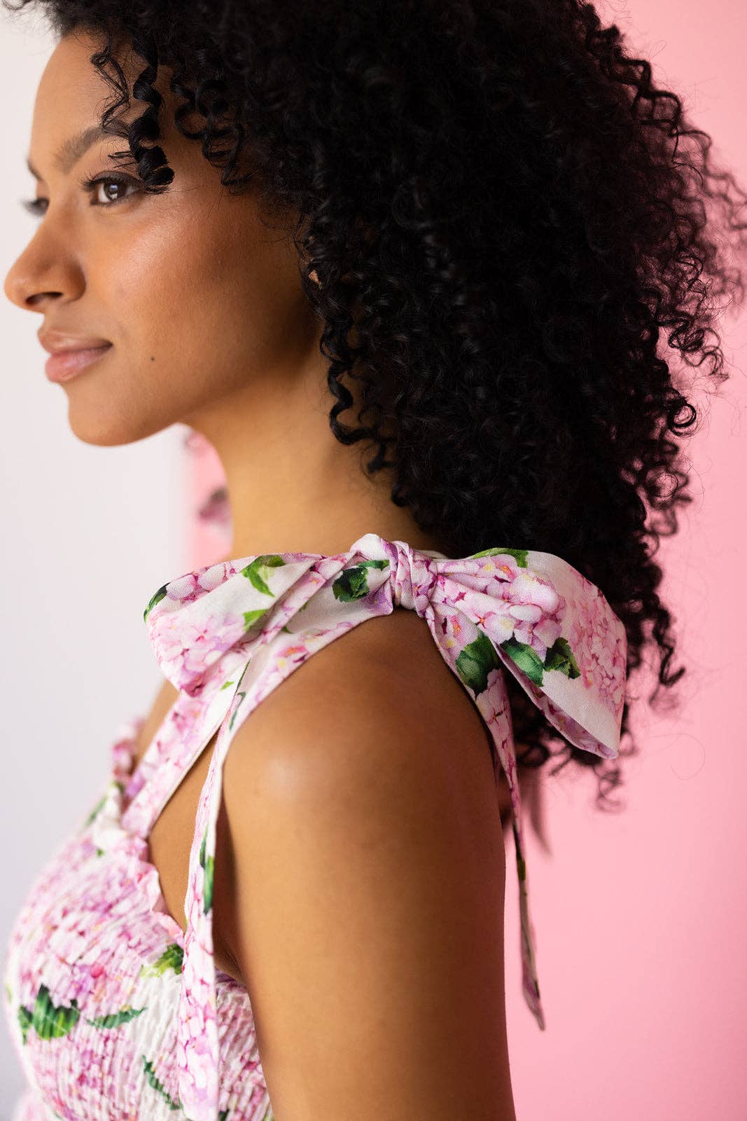 Kathleen Maeve - Wholesale Dress - Women's - Emma Bow Maxi Dress | Pink Hydrangeas4