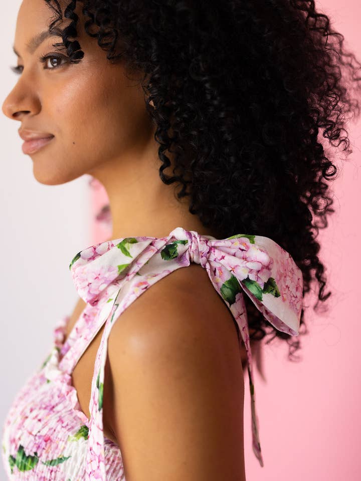 Kathleen Maeve - Wholesale Dress - Women's - Emma Bow Maxi Dress | Pink Hydrangeas4
