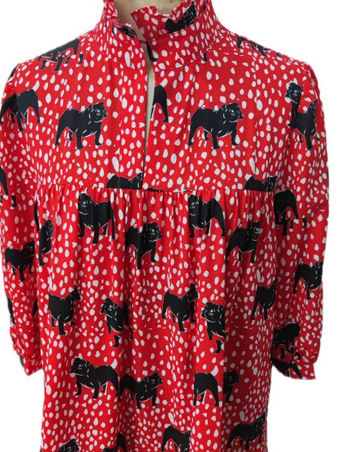 UNISHE - Venta al por mayor Blusa - Mujer - Blusa Babydoll estampada con botones y volantes CY1275