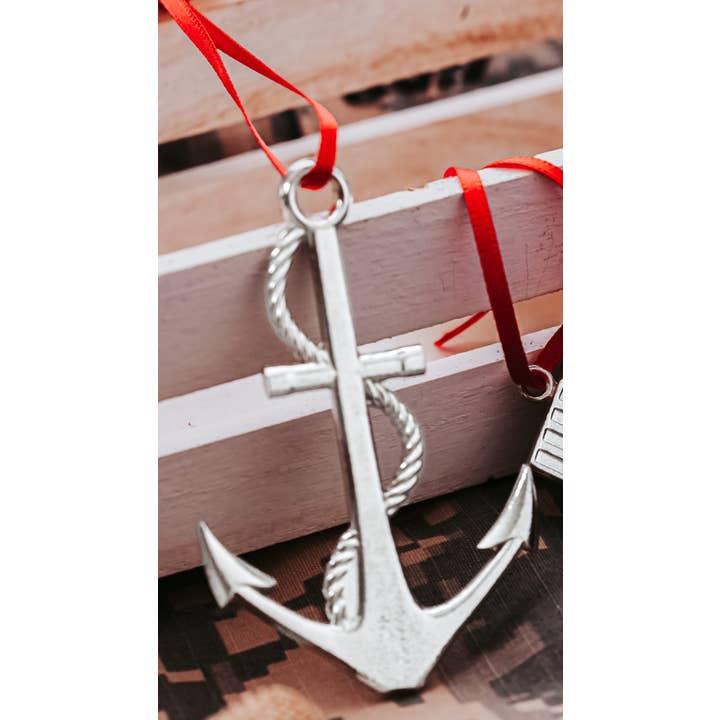 House of Morgan Pewter - Wholesale Ornament - Military Gifts - American Flag - Solider - Anchor - Ornament