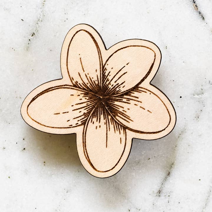 Plumeria Hawaiian Blume Holz Magnet für den Großhandel von Reece Design Works