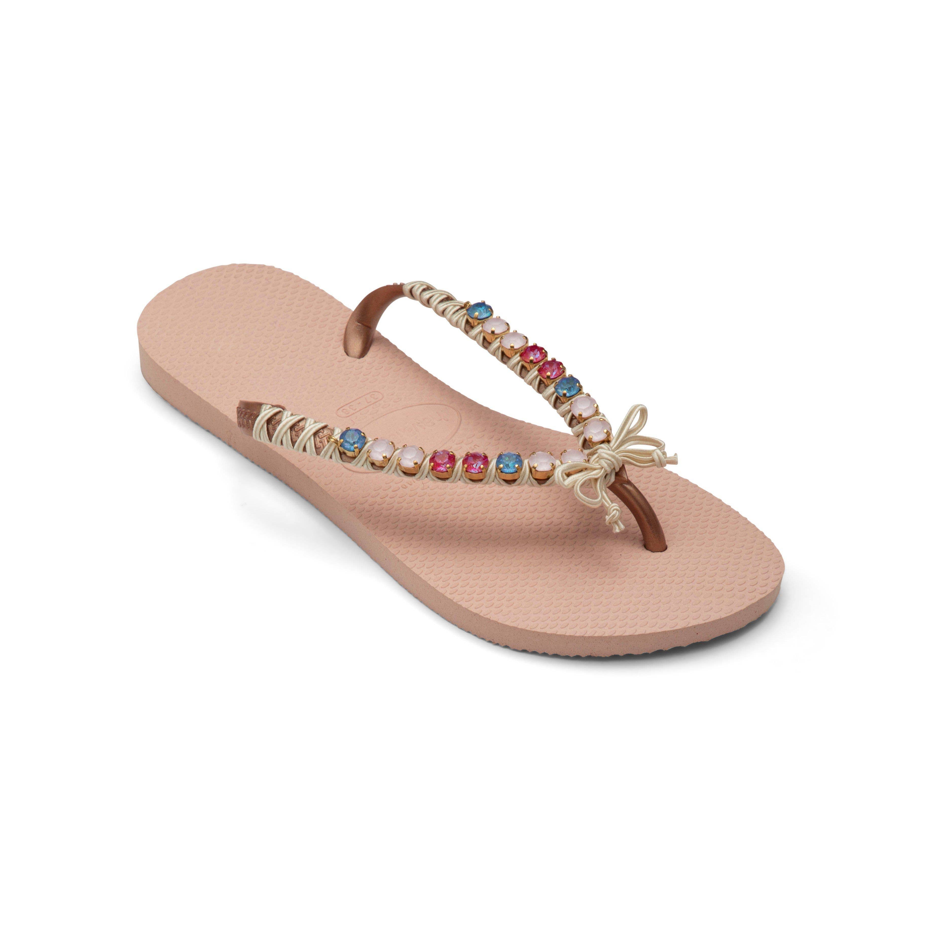 Coravana Jewelry – Großhandel Flip-Flops – Damen – Kristallverzierte Flip-Flops - Farbkombination6