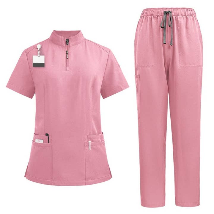 Plush Looks - Wholesale Top & Pant Set (NOT Loungewear) - Women's - Short Sleeve Straight Leg Scrub Suit3