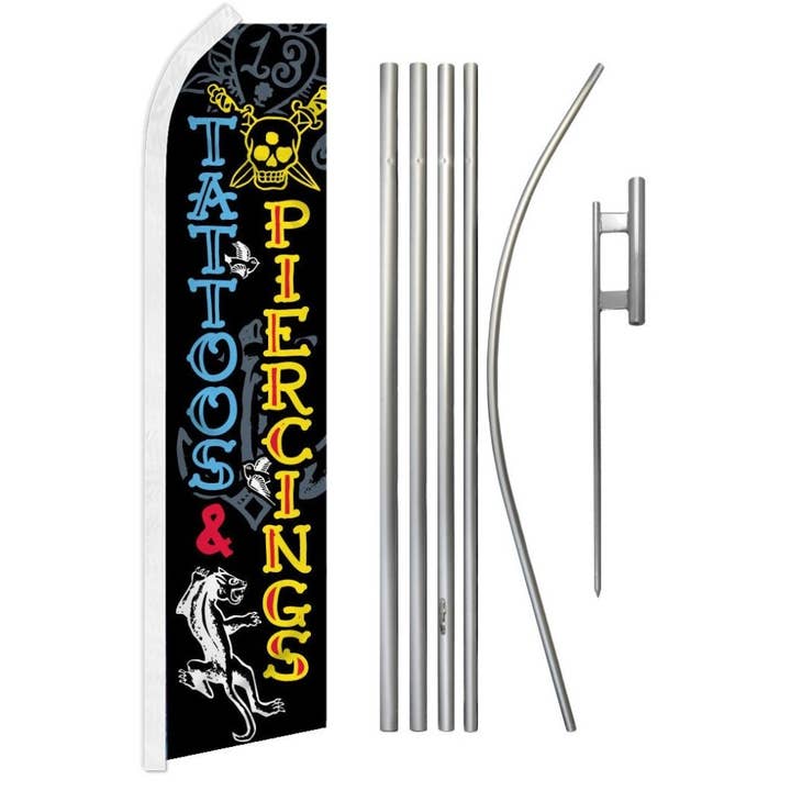 Kit Super Bandiera & Asta Tatuaggi & Piercing per la vendita all'ingrosso da parte di Flags Importer