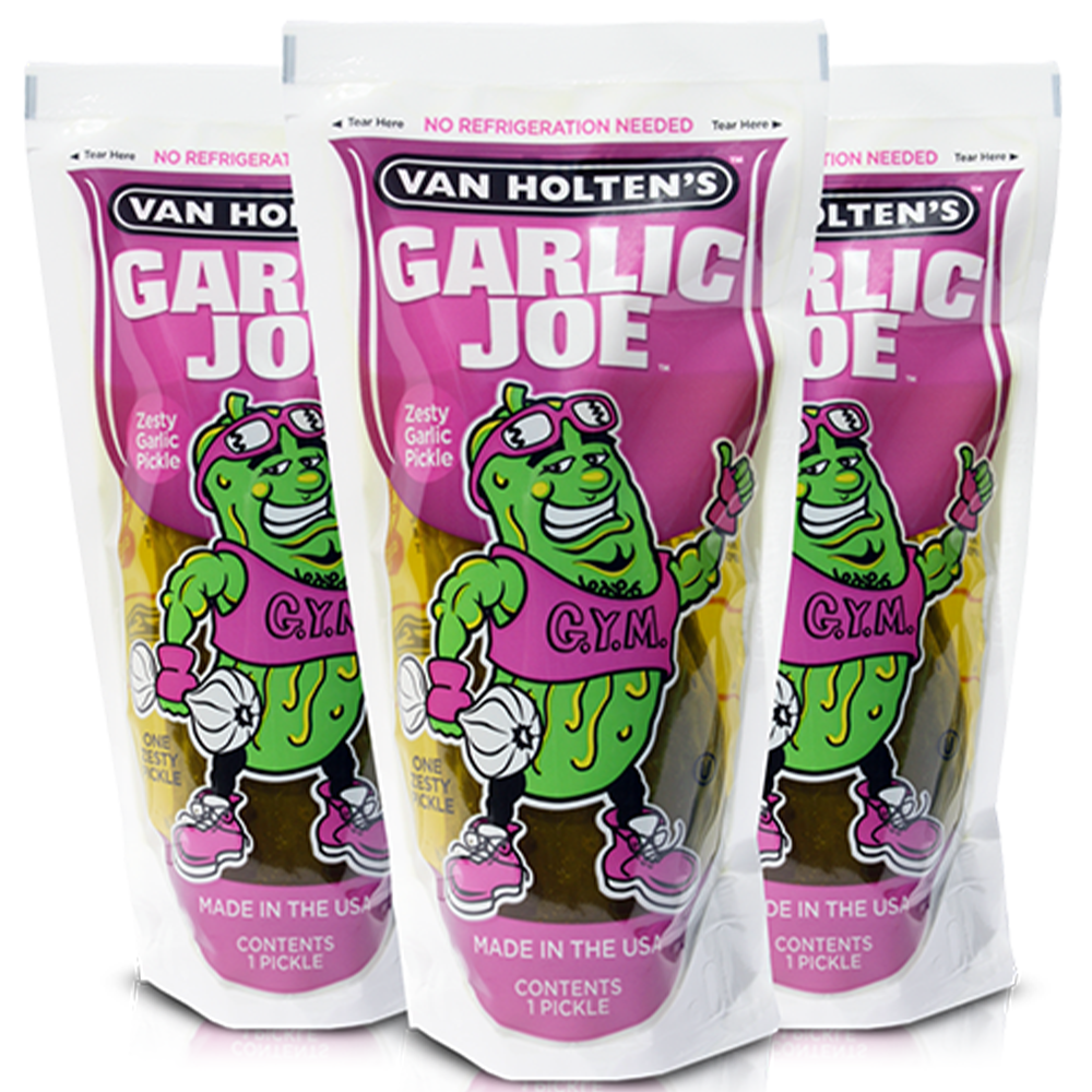 Cow Crack Wholesale - Wholesale Fruit Snacks - Van Holten's Garlic Joe Jumbo Pickle in a Pouch0