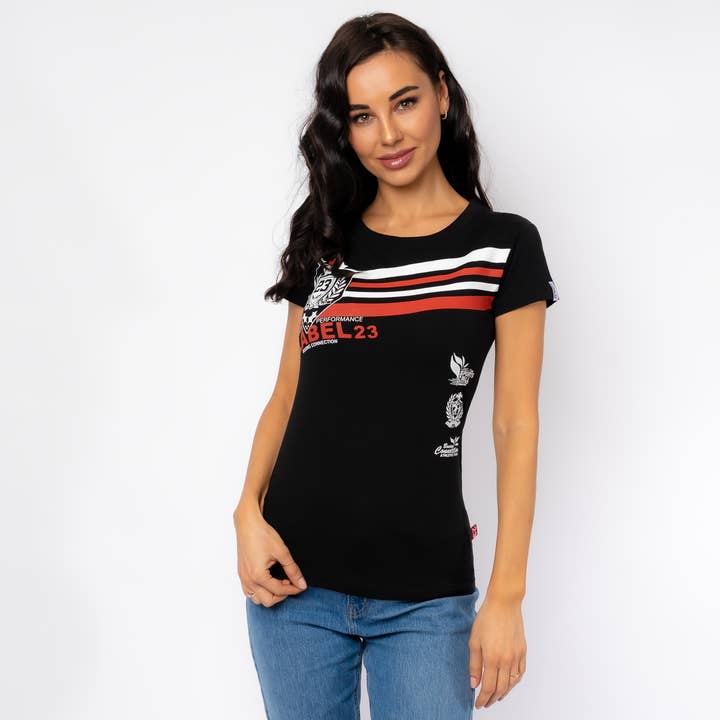 T-shirt « Retro » noir pour la vente par Label 23