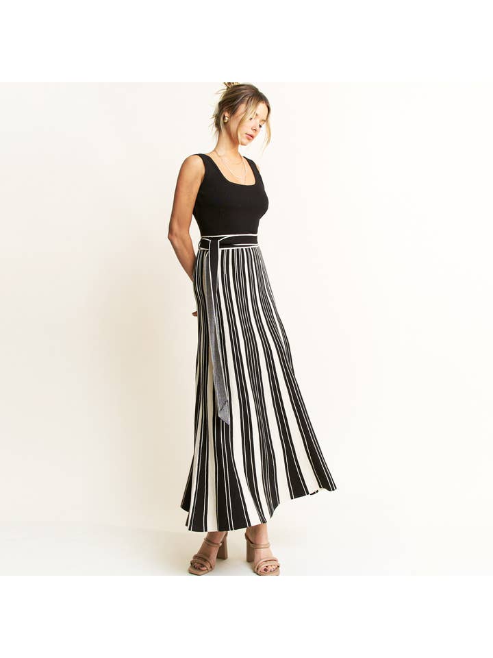 Hersy - Wholesale Dress - Women's - HQD0100 - STRIPED RIB KNIT TANK MAXI DRESS W/BELTED