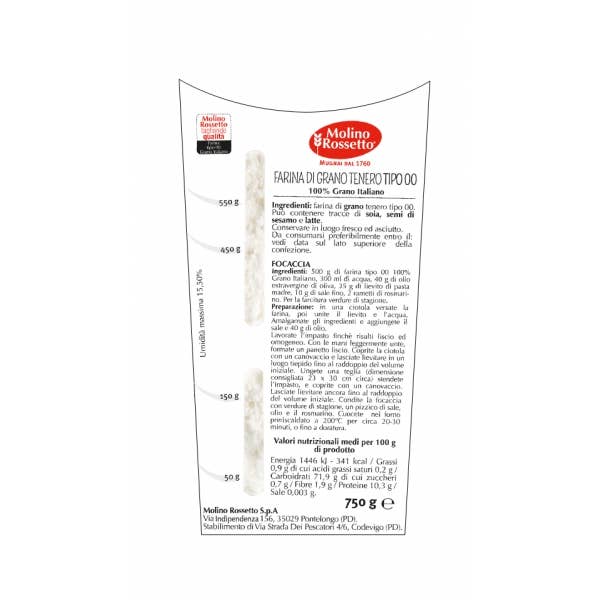 Molino Rossetto - Wholesale Flour - TYPE 1 FLOUR 100% ITALIAN WHEAT - 750 gr1