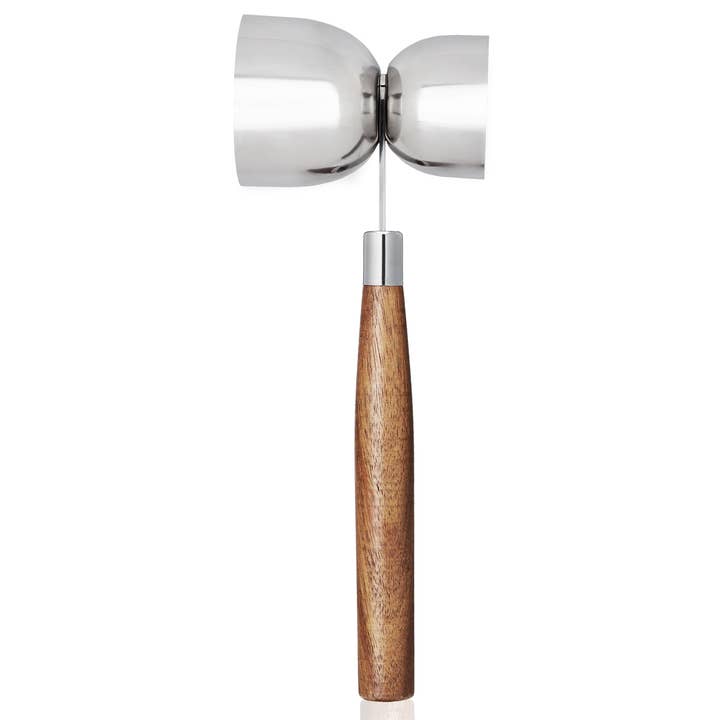 TRUE - Wholesale Jigger - Stainless Steel Double Jigger w/ Acacia Handle