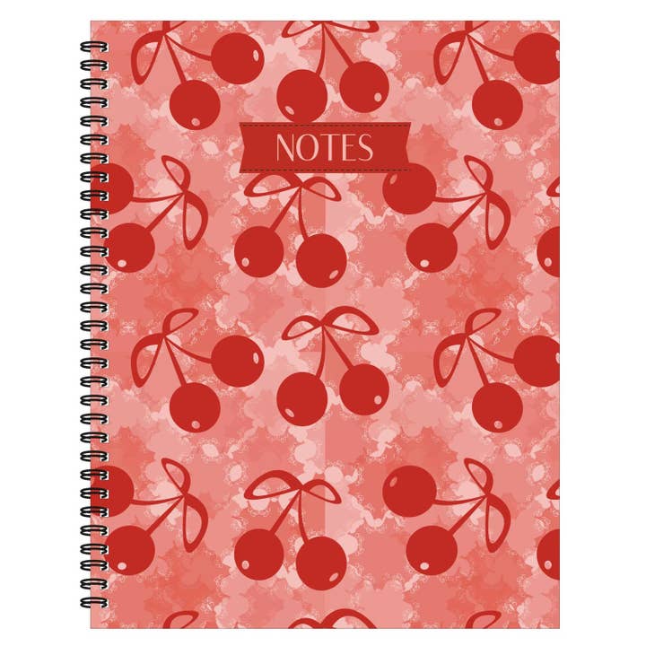 Cherry Spiral Lined Notebook, 8.5 x 11in for wholesale by Amy Designs
