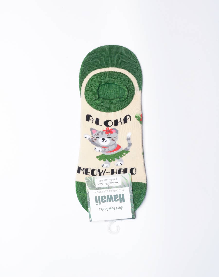 Just Fun Socks - Wholesale Socks - Women's - Women's Aloha Meowhalo Cat No Show Socks5
