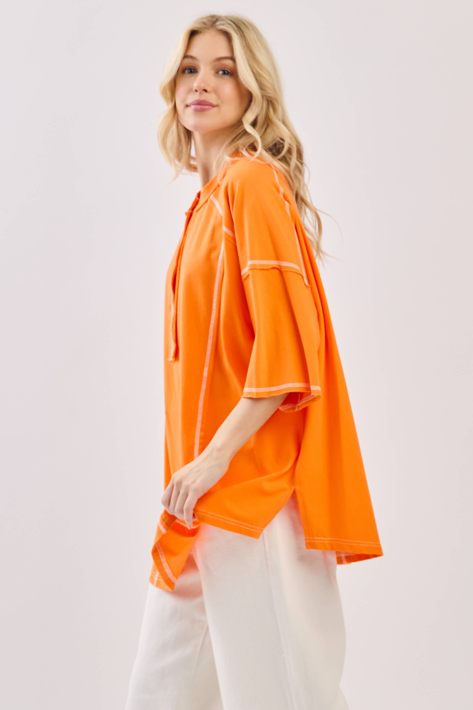 Sewn and Seen – Túnica - Mulher por atacado – Henley Relaxado com Botões39