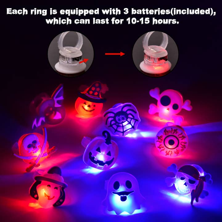 Fun Little Toys - Wholesale Lichtgevend/oplichtend speelgoed - Kinderen en baby - 50 stuks Halloween LED-ringen oplichtende ringen voor kinderen1