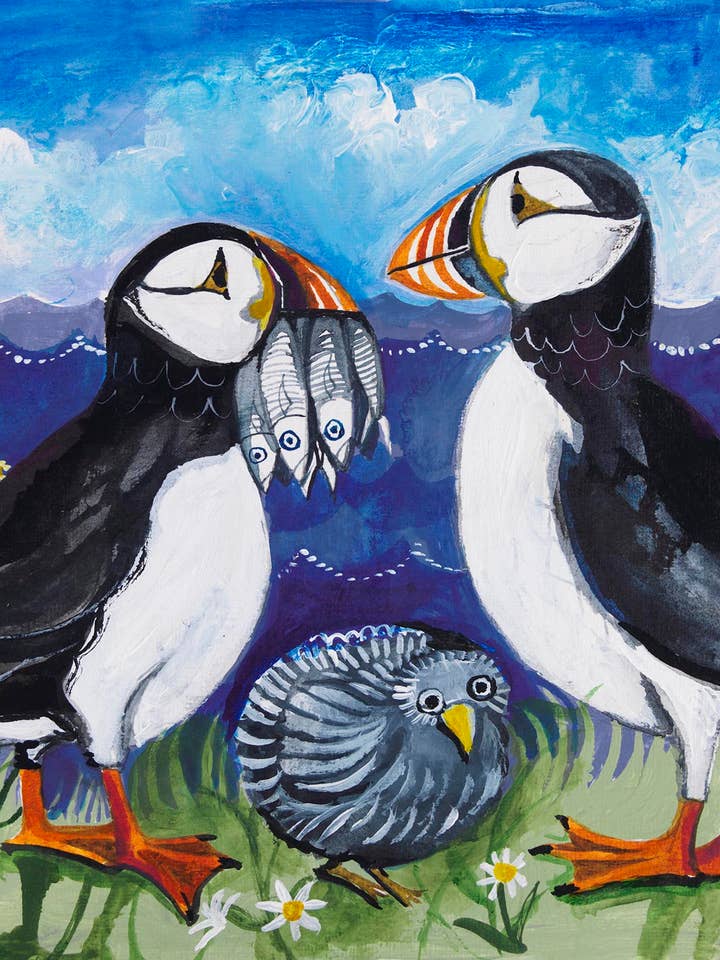 Puffins Poster Print for wholesale by Driftwood Designs