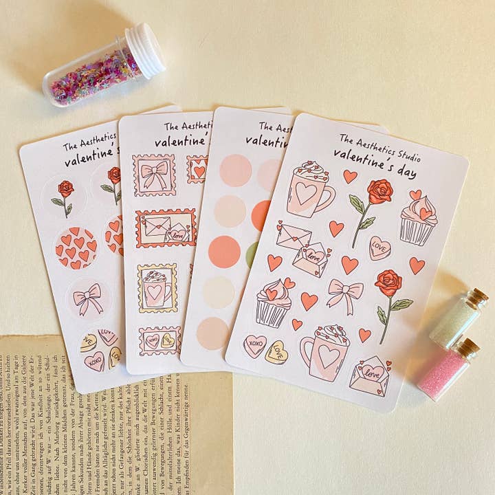 Valentine’s Day Sticker Sheet for wholesale by The Aesthetics Studio