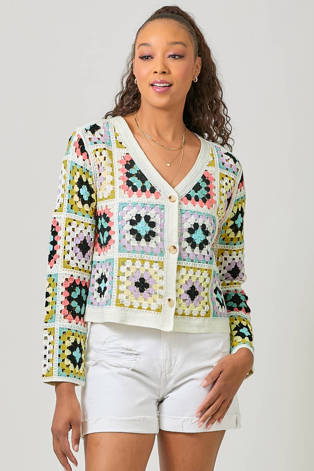 Mystree – wholesale Jacket – Women's – 61012 Crochet Button Up Jacket7