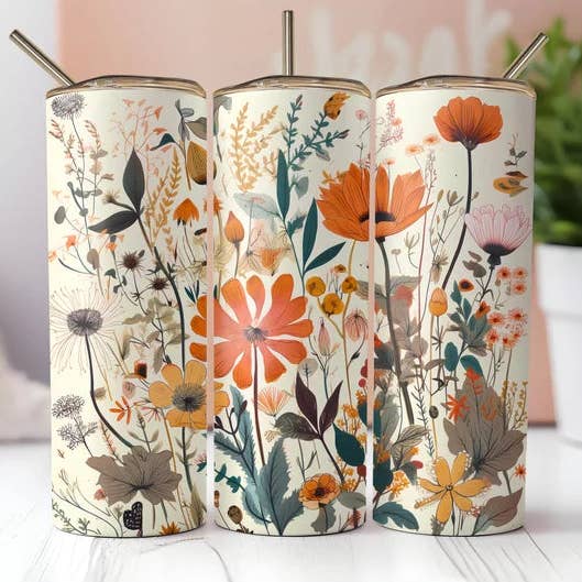 Torkad pressad vildblomma | Tumbler för wholesale av Designs by Robyn
