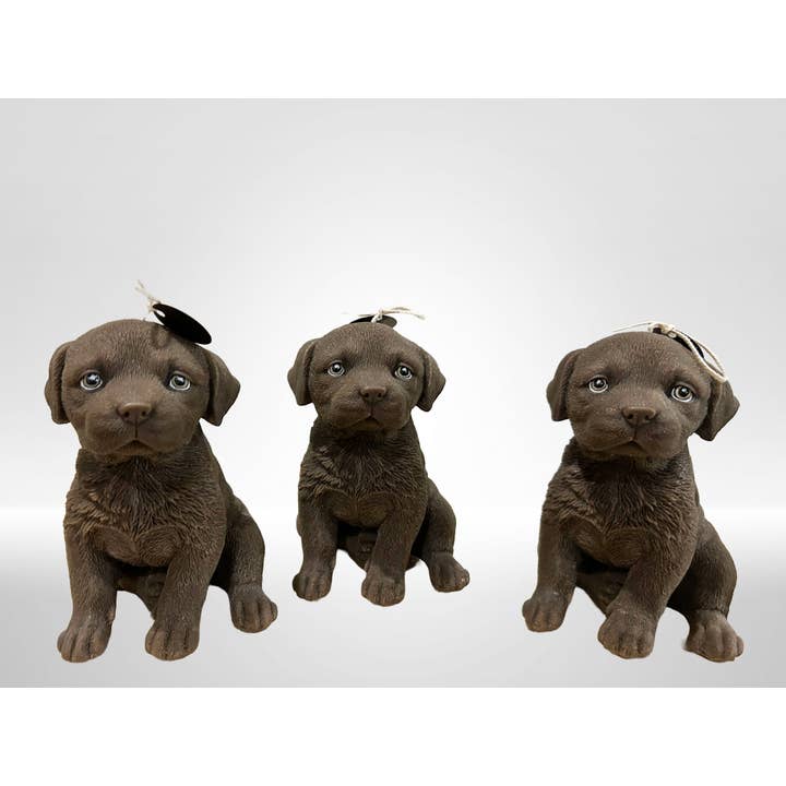 Bougie de nouveauté - Chiot Labrador chocolat pour la vente par Lumière Dorée