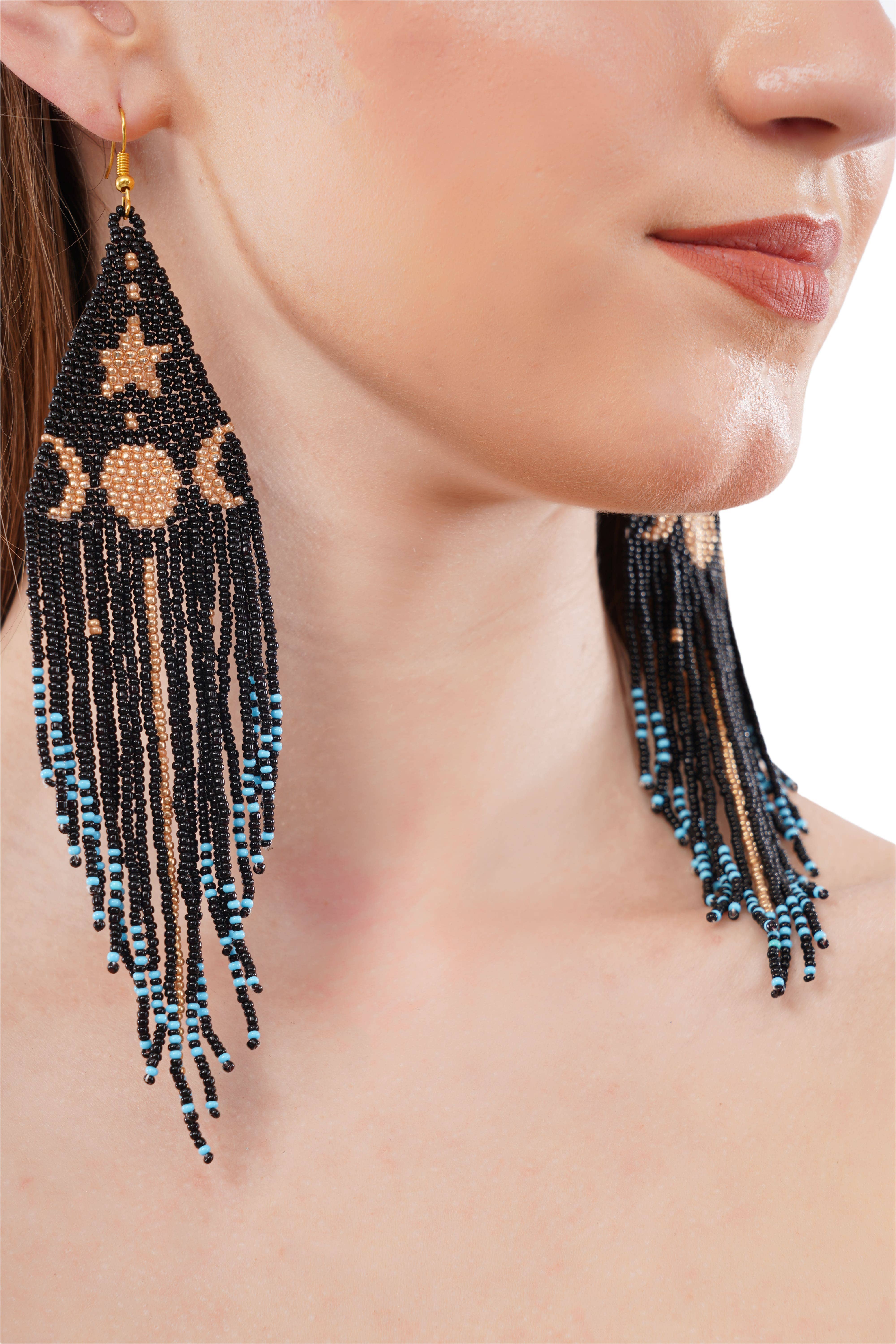 House of Kraft Jewelry & Accessories – wholesale Tassel earrings – Sun and Moon Earrings | Beaded Jewelry | Celestial Design2