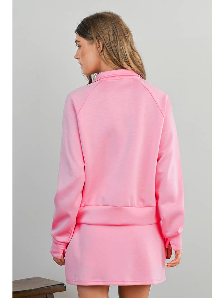 Aapparella - Wholesale Top & Skirt Set - Women's - Solid Half Zip Front Pullover & Mini Skirt 2 Pcs Set | S-XL3