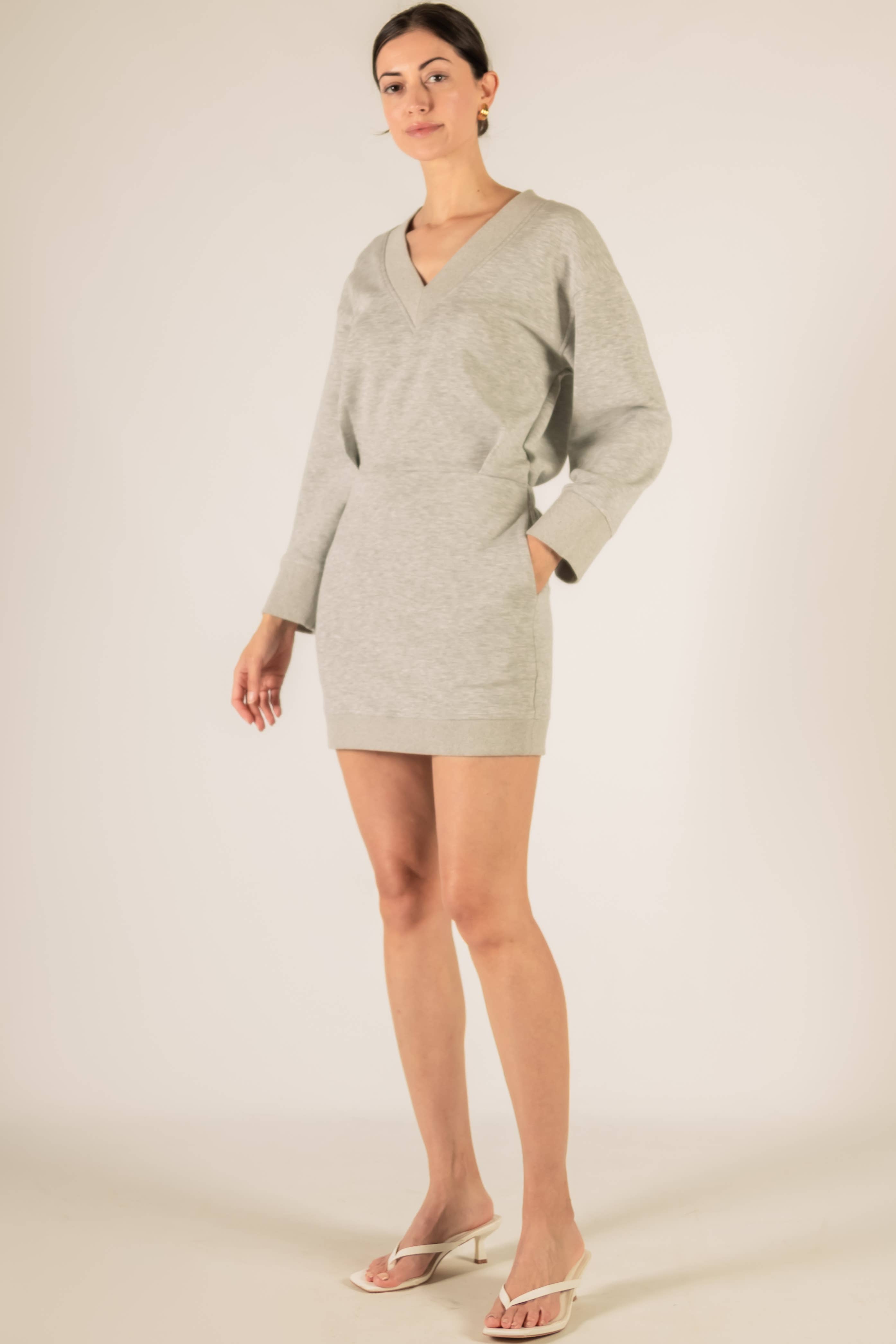 P. CILL - Wholesale Dress - Women's - P. CILL Butter Modal V Neck Ribbed Contrast Mini Dress1