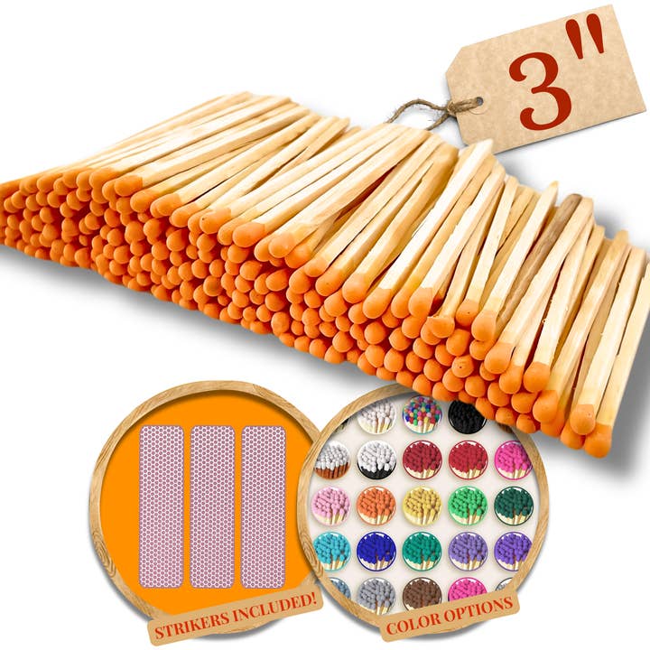 Matches USA - Wholesale Matches - 3" Color Wooden Safety Matches Match Bulk9