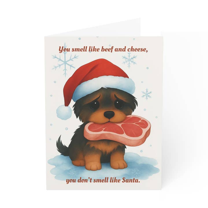 Cartes de vœux "Tu ne sens pas comme le Père Noël" pour la vente par Buffalovely