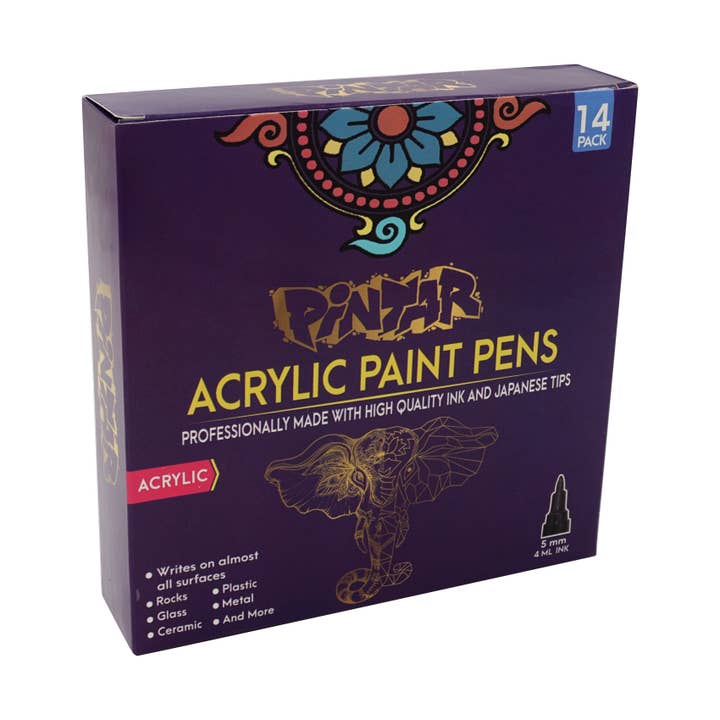 Pintar Art Supply - Wholesale Marker - Pintar Acrylic Paint Markers - 14 Pack With 5 mm Tips