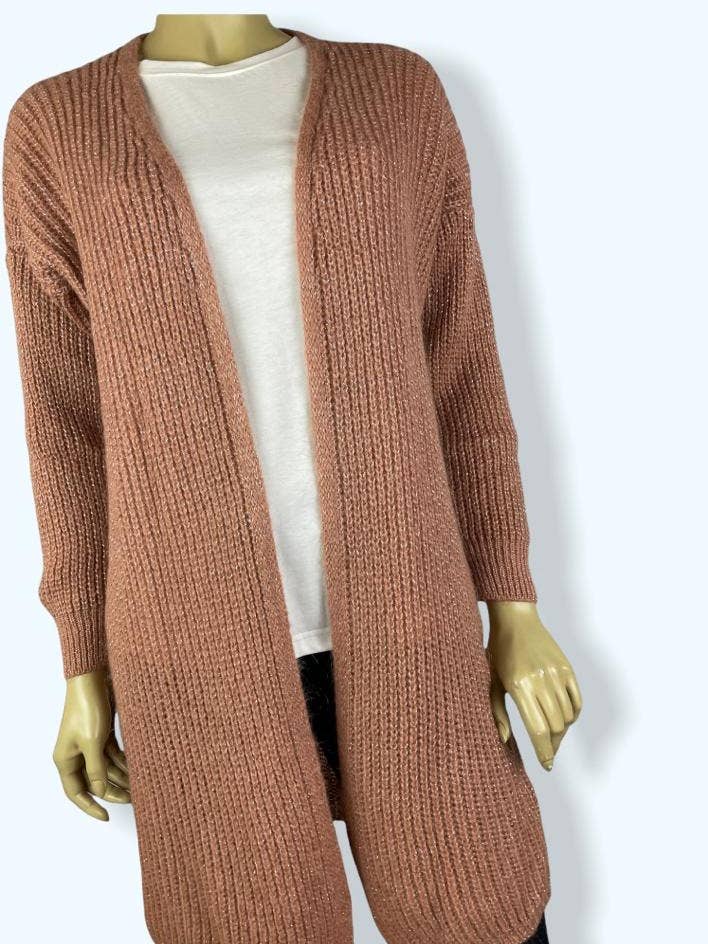 Cardigan glitterato manica raglan - Rosa - MH14 per la vendita all'ingrosso da parte di FEDERICA ERRE