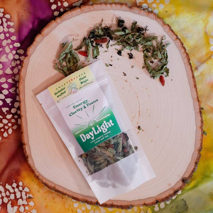 DayLight Energy + Focus Tea, Yerba mate, Guayusa, adaptogens, goji berry, caffeinated and delicious! for wholesale by Awepothecary