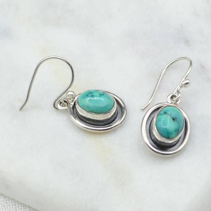 Turquoise Drop zilveren oorbellen voor wholesale door Didi Bahini Fair Trade