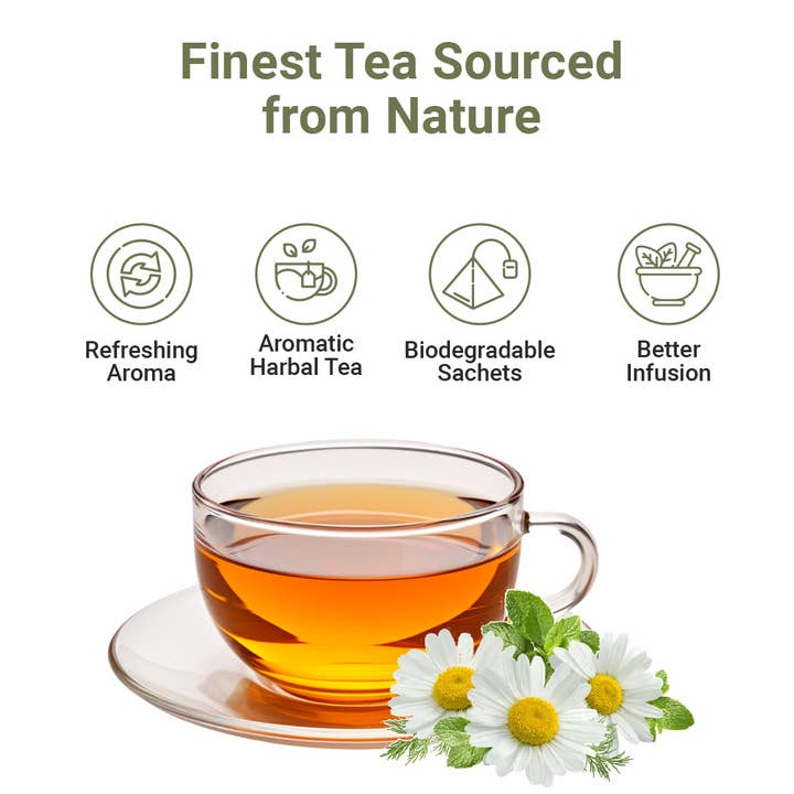 Organic Way LLC - Vendita all'ingrosso Tè in bustine - Tè ai Fiori di Camomilla Naturale - 40 Bustine a Piramide | Certificato Kosher | Vegano, Non-OGM e Senza Glutine | Sacchetto Richiudibile | 100% Crudo dall'Albania3