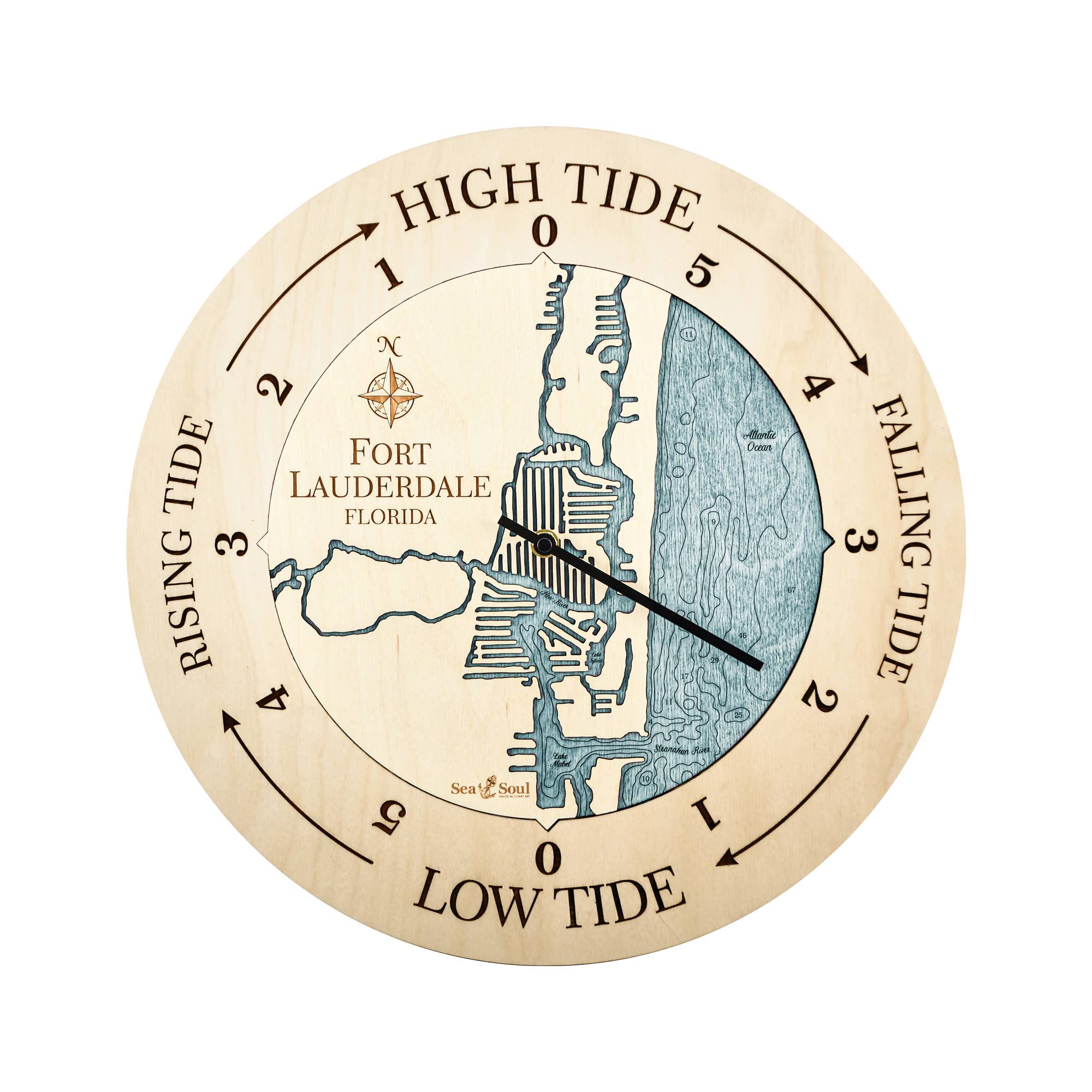 Sea & Soul Nautical Chart Art - Wholesale Wall Clock - Florida East Coast Nautical Chart Tide Clock-Many Locations70