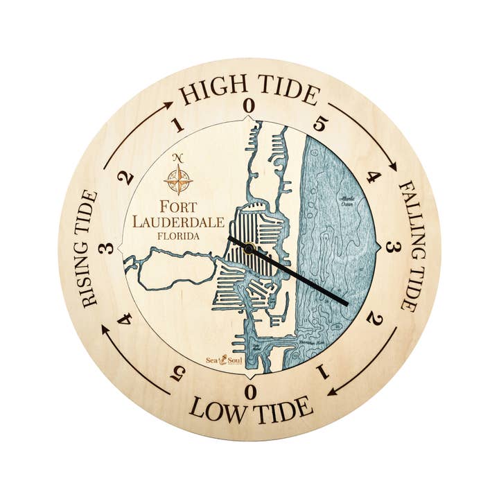 Sea & Soul Nautical Chart Art - Wholesale Wall Clock - Florida East Coast Nautical Chart Tide Clock-Many Locations70