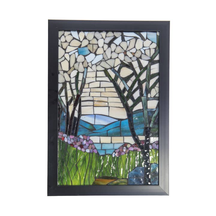 Magnolia Iris Mosaic Art Glass Wall Panel (M0003M) for wholesale by Dale Tiffany