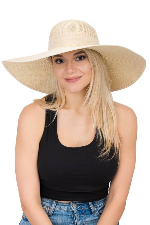 Cap Zone - Wholesale Straw Hat - Women's - Burlap Bow Straw Floppy Sun Hat12